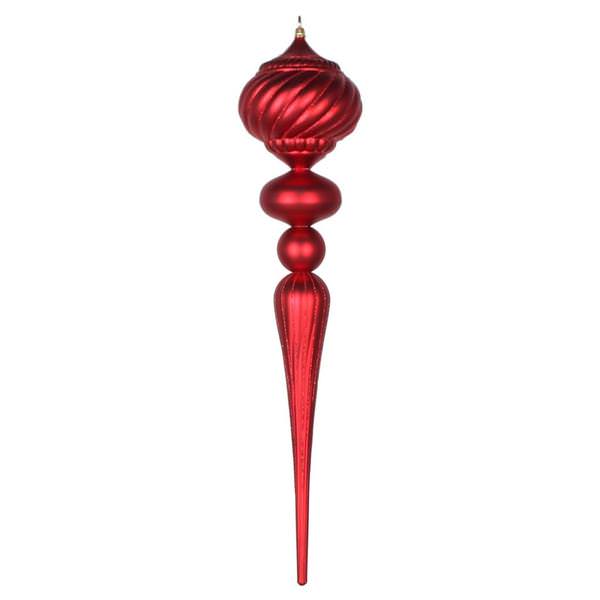 27" Red Matte Glitter Onion Finial Ornament