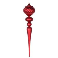 Vickerman 27" Red Matte Glitter Onion Finial Ornament