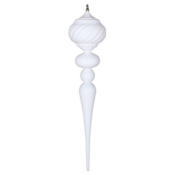 27" White Matte Glitter Onion Finial Ornament