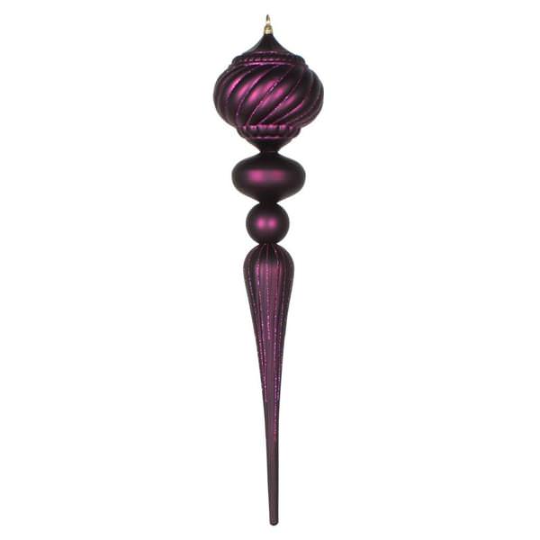 27" Plum Matte Glitter Onion Finial Ornament