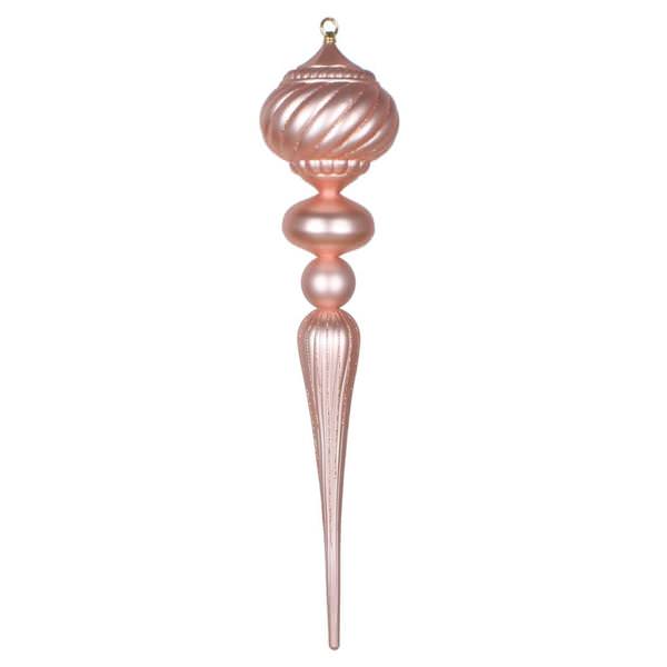 27" Rose Gold Matte Glitter Onion Finial Ornament