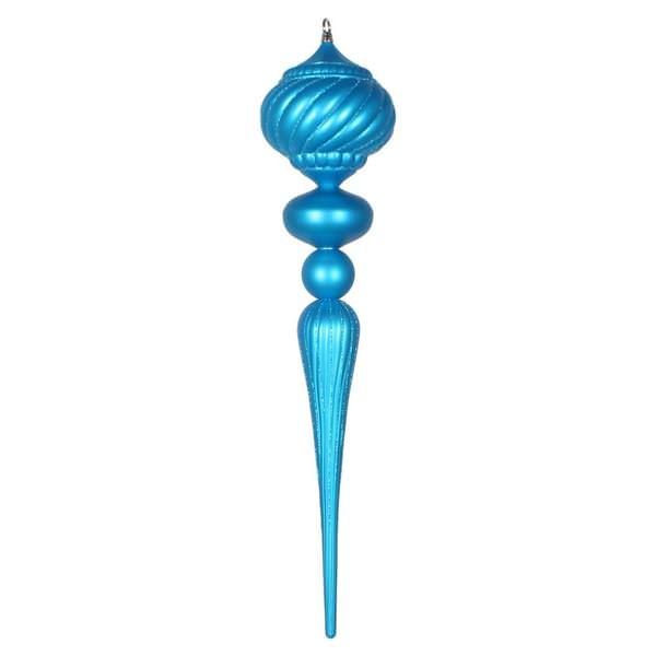 27" Turquoise Matte Glitter Onion Finial Ornament