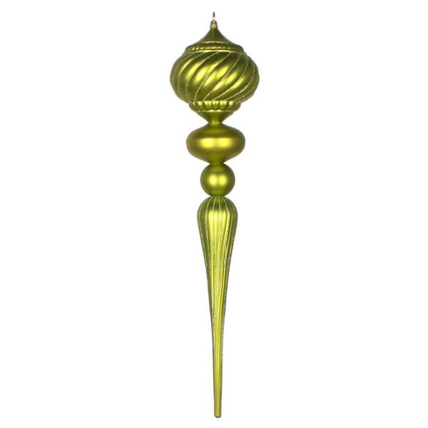 27" Lime Matte Glitter Onion Finial Ornament