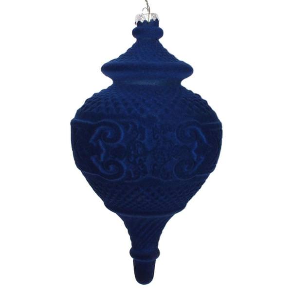 10.5" Midnight Blue Flocked Finial Ornament