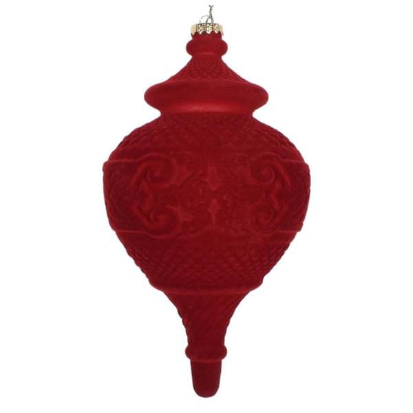 10.5" Burgundy Flocked Finial Ornament