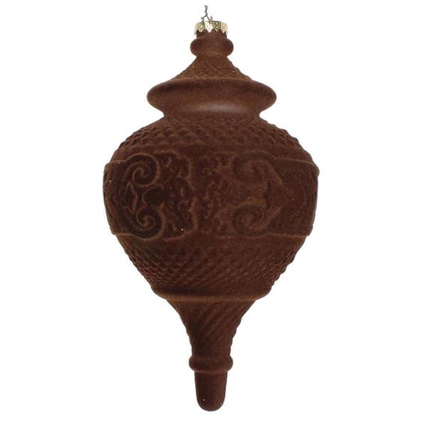 10.5" Chocolate Flocked Finial Ornament