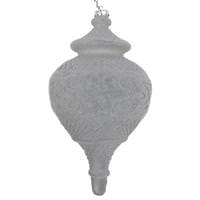 Vickerman 10.5" Silver Flocked Finial Ornament