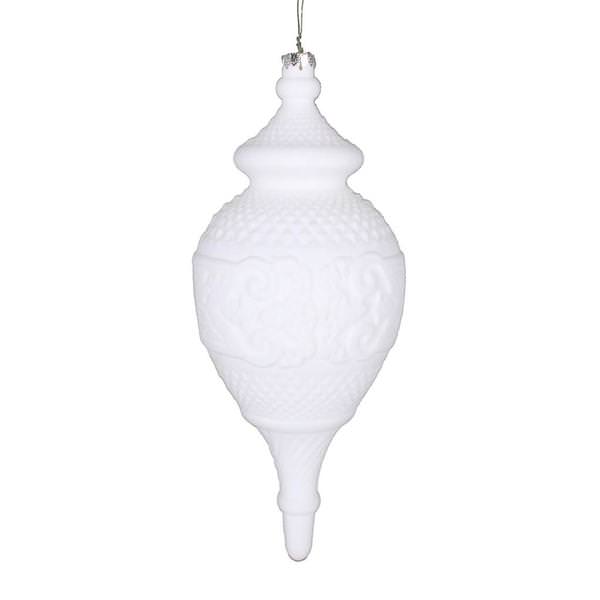10.5" White Flocked Finial Ornament