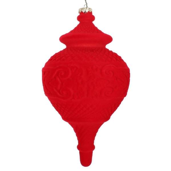 10.5" Red Flocked Finial Ornament