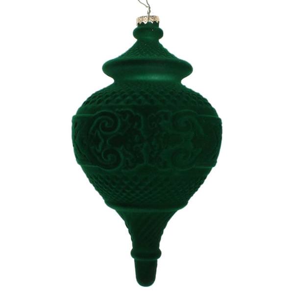 10.5" Moss Green Flocked Finial Ornament