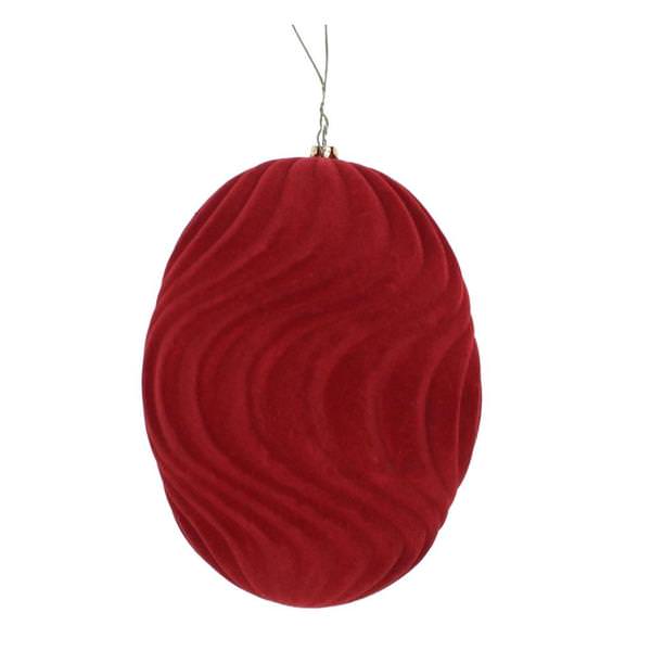 6" Burgundy Flocked Wave Ball Ornament (2 pack)