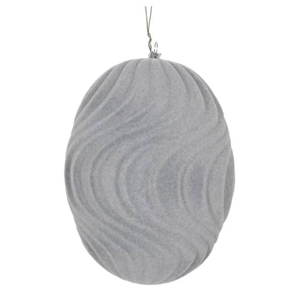 6" Silver Flocked Wave Ball Ornament (2 pack)