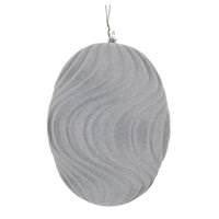 Vickerman 6" Silver Flocked Wave Ball Ornament (2 pack)