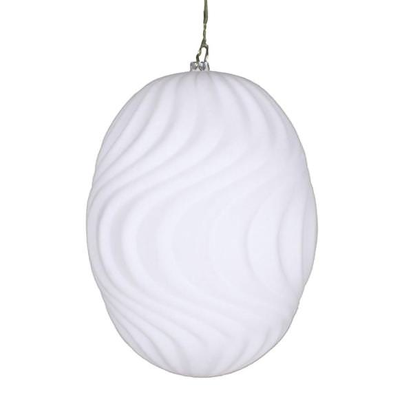 6" White Flocked Wave Ball Ornament (2 pack)