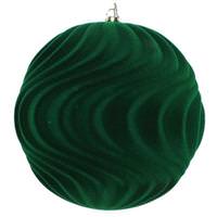 Vickerman 6" Moss Green Flocked Wave Ball Ornament (2 pack)