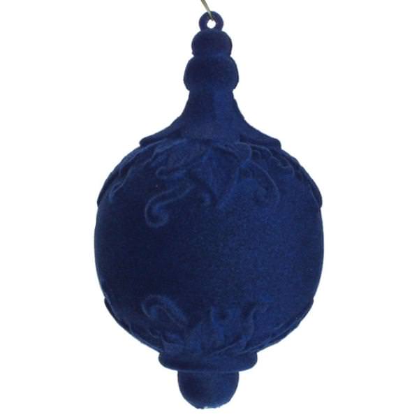 13" Midnight Blue Flocked Drop Finial Ornament