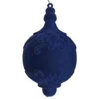 Vickerman 13" Midnight Blue Flocked Drop Finial Ornament