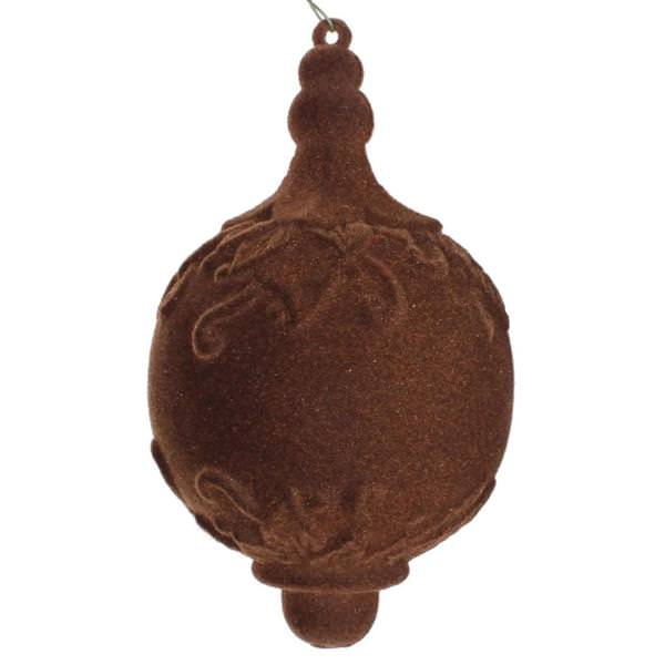 13" Chocolate Flocked Drop Finial Ornament