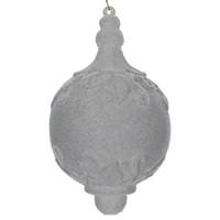 Vickerman 7" Silver Flocked Drop Finial Ornament (3 pack)