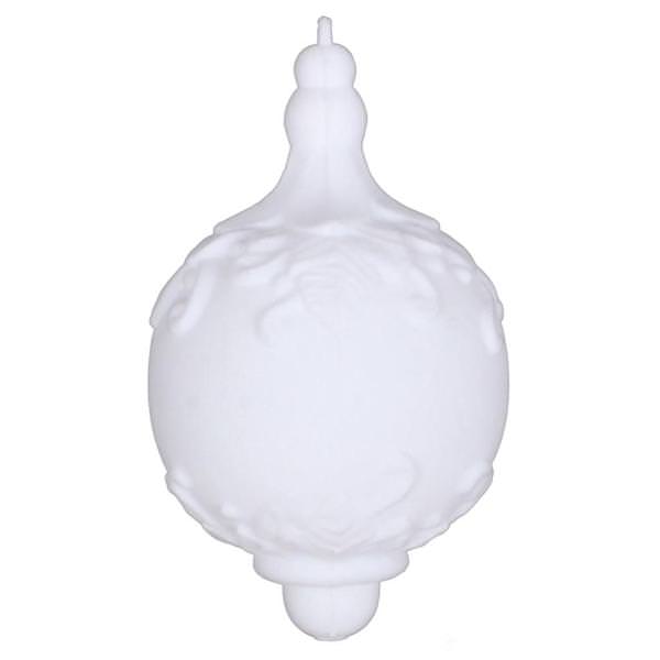 7" White Flocked Drop Finial Ornament (3 pack)