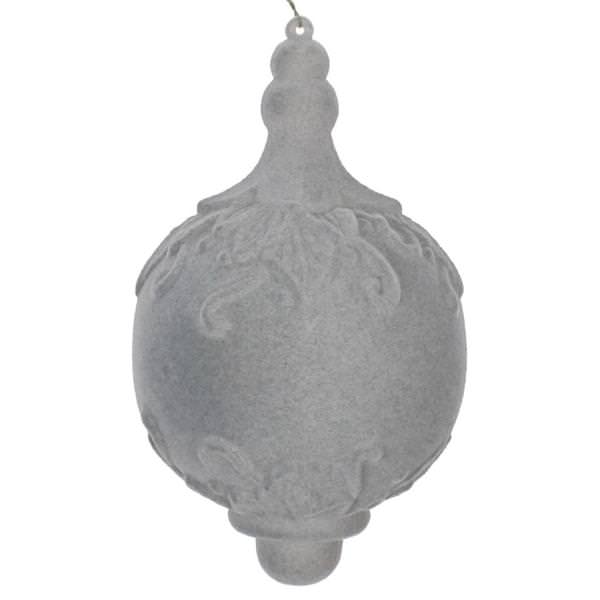 13" Silver Flocked Drop Finial Ornament