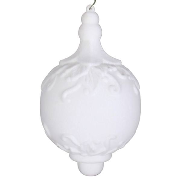 13" White Flocked Drop Finial Ornament