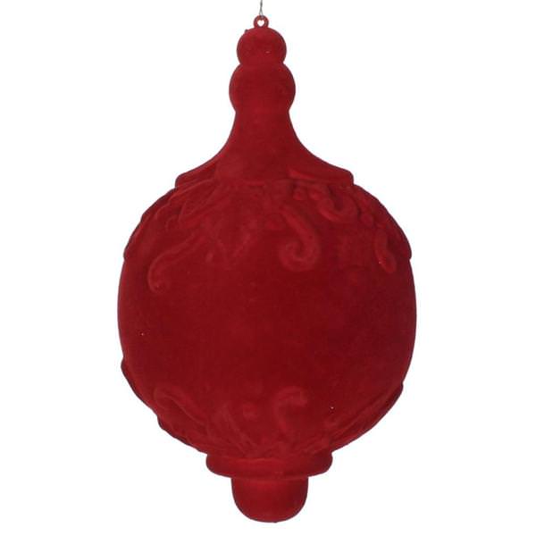 13" Burgundy Flocked Drop Finial Ornament