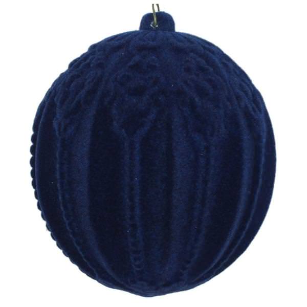 4" Midnight Blue Flocked Ball Ornament (3 pack)