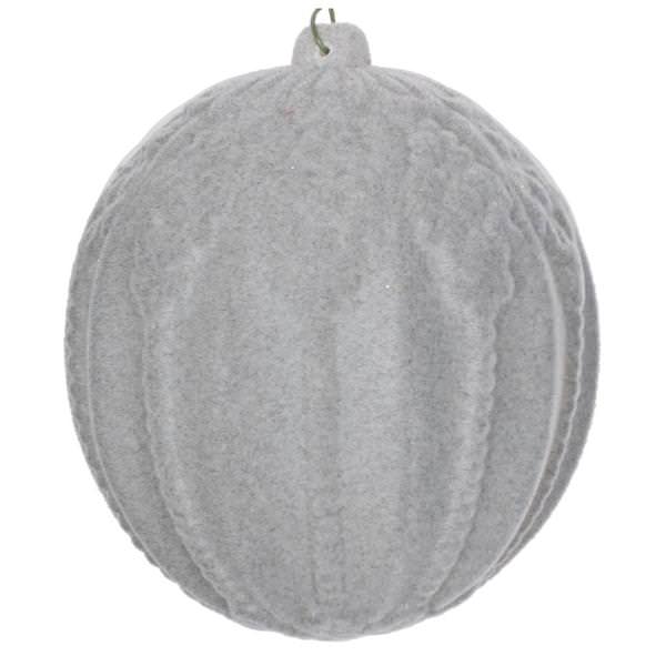 5.5" Silver Flocked Ball Ornament (2 pack)