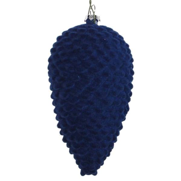 5" Midnight Blue Flocked Pine Cone Ornament (4 pack)