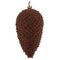 View 5" Chocolate Flocked Pine Cone Ornament (4 pack)
