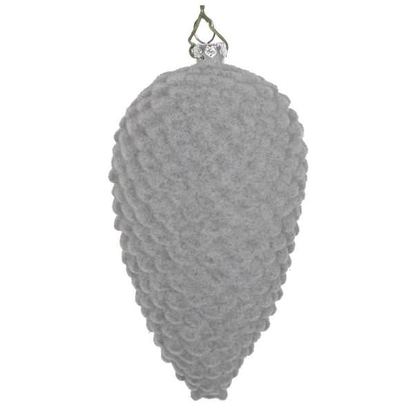 5" Silver Flocked Pine Cone Ornament (4 pack)