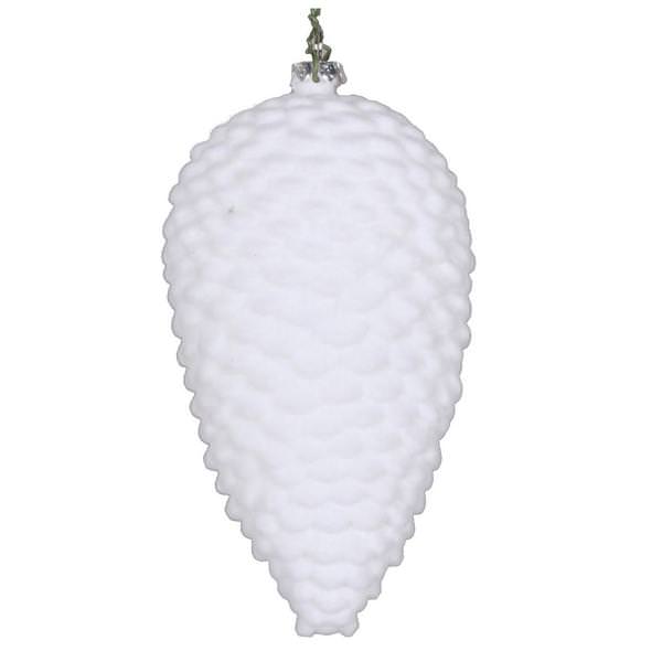 7" White Flocked Pine Cone Ornament (2 pack)