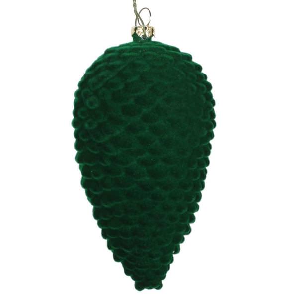 5" Moss Green Flocked Pine Cone Ornament (4 pack)