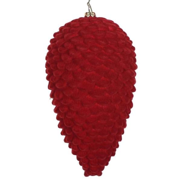 7" Burgundy Flocked Pine Cone Ornament (2 pack)