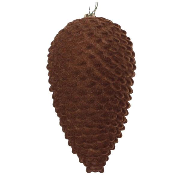 10" Chocolate Flocked Pine Cone Ornament