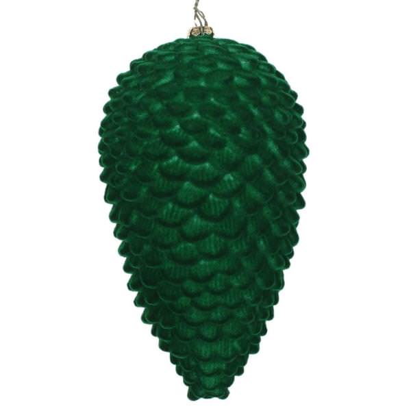 7" Moss Green Flocked Pine Cone Ornament (2 pack)