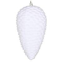 View 10" White Flocked Pine Cone Ornament