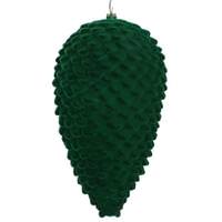 View 10" Moss Green Flocked Pine Cone Ornament