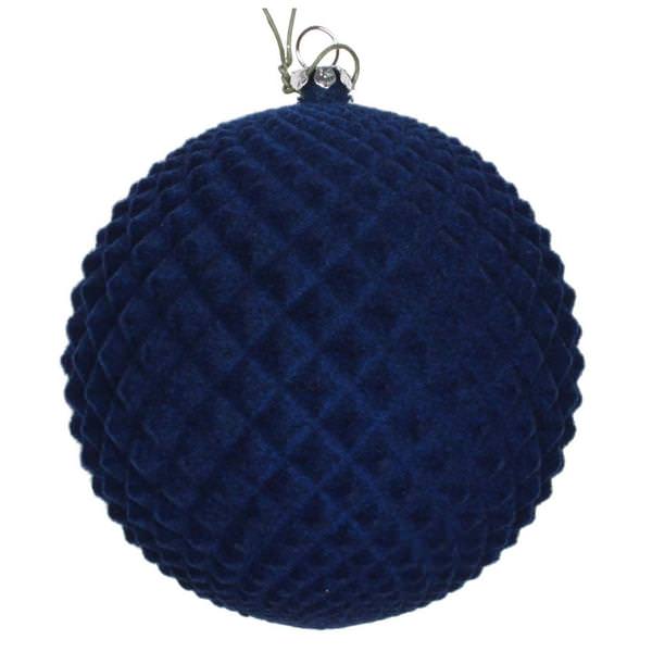 4" Midnight Blue Flocked Durian Ball Ornament (3 pack)