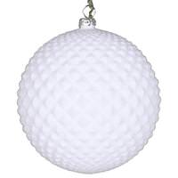 Vickerman 4" White Flocked Durian Ball Ornament (3 pack)
