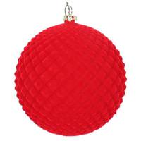 Vickerman 4" Red Flocked Durian Ball Ornament (3 pack)