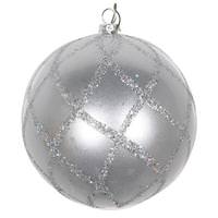 Vickerman 4" Silver Candy Glitter Net Ball Ornament (3 pack)