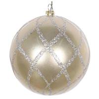 Vickerman 4" Champagne Candy Glitter Net Ball Ornament (3 pack)