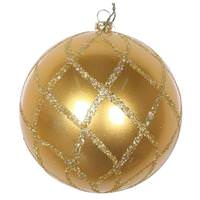 Vickerman 4" Gold Candy Glitter Net Ball Ornament (3 pack)
