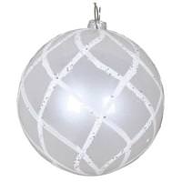 Vickerman 4" White Candy Glitter Net Ball Ornament (3 pack)