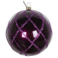 View 6" Plum Candy Glitter Net Ball Ornament (2 pack)