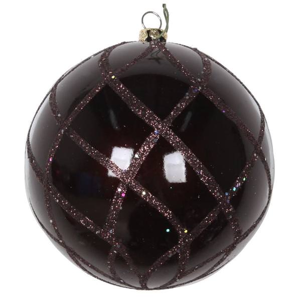 4" Chocolate Candy Glitter Net Ball Ornament (3 pack)