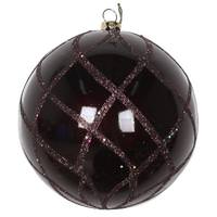 View 4" Chocolate Candy Glitter Net Ball Ornament (3 pack)