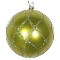 View 6" Lime Candy Glitter Net Ball Ornament (2 pack)